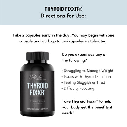 Fixxr Thyroid Support by Dr. Amie | T2 Thyroid Supplement | 30 Day Supply, 60 Capsules - Maple Wellness Supplements