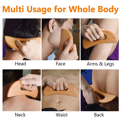 FKYzixeh Lymphatic Drainage Massager, Wooden Gua Sha Tool for Body, Manual Massage Scraper for Anti Cellulite and Relieve Muscle Fatigue, Body Gua Sha Paddle (Style A) - Maple Wellness Supplements