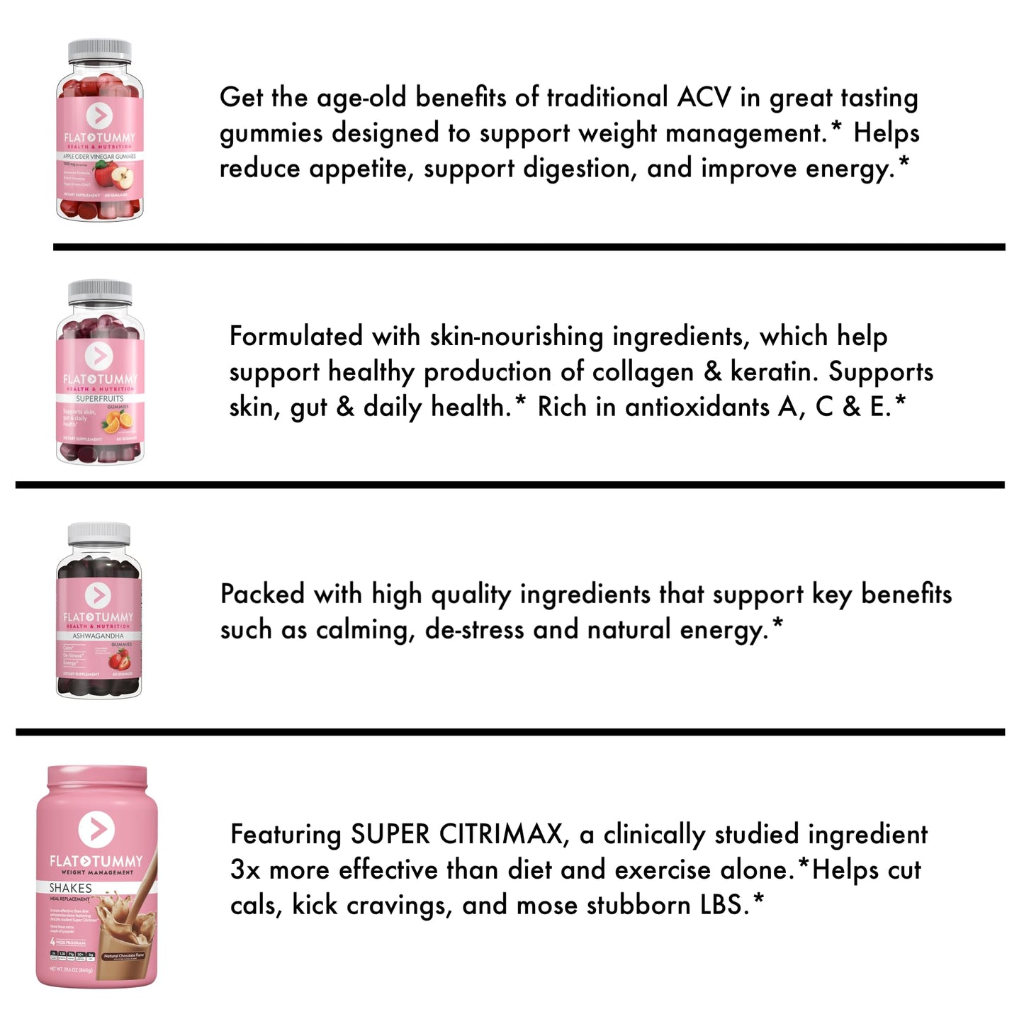 Flat Tummy Gummies Bundle with Apple Cider Vinegar Gummies, Superfruits Gummies - Maple Wellness Supplements