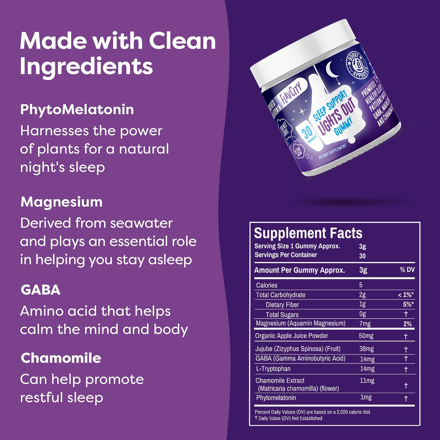 FlavCity Melatonin Sleep Gummies for Adults, Lights Out Gummy - Chewable Sleep Support Supplement with Plant-Based GABA, Magnesium - Maple Wellness Supplements