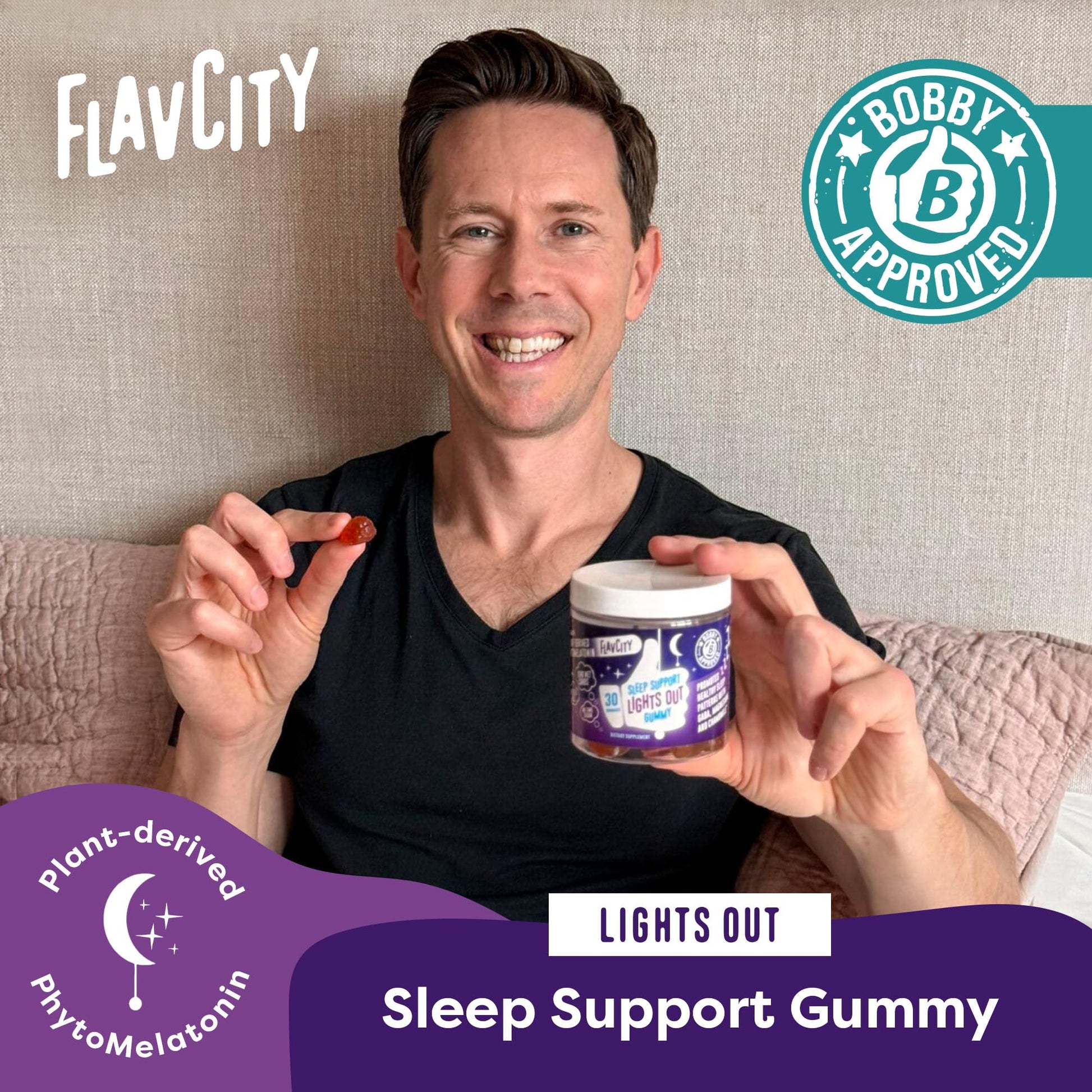 FlavCity Melatonin Sleep Gummies for Adults, Lights Out Gummy - Chewable Sleep Support Supplement with Plant-Based GABA, Magnesium - Maple Wellness Supplements