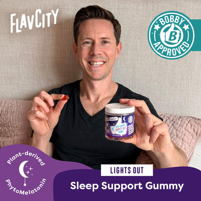 FlavCity Melatonin Sleep Gummies for Adults, Lights Out Gummy - Chewable Sleep Support Supplement with Plant-Based GABA, Magnesium - Maple Wellness Supplements