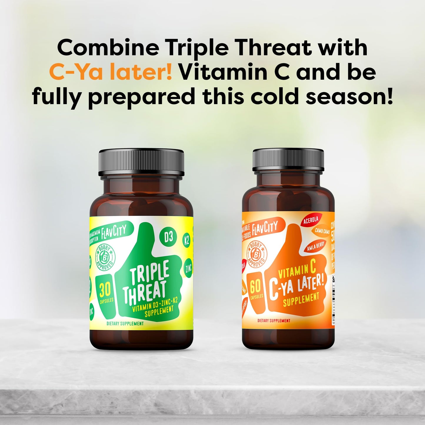 FlavCity Vitamin D3, K2 & Zinc - Triple Threat Supplement - Daily or Seasonal Immune Support - Vitamin D with K2 for Enhanced Absorption - Maple Wellness Supplements