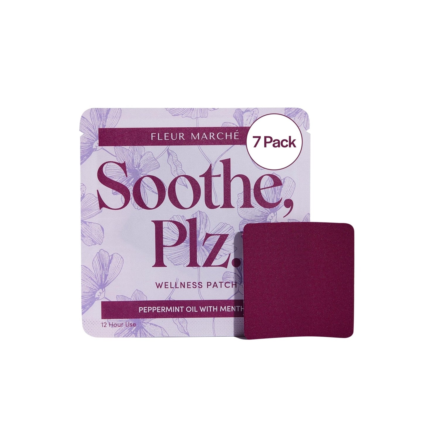 Fleur Marche Soothe, Plz. Botanical Patch - Muscle Recovery Patch with Peppermint Oil & Menthol - Post Night Out, Post Workout, or Daily Relief - Highly Bioavailable - 7 Patches - Maple Wellness Supplements