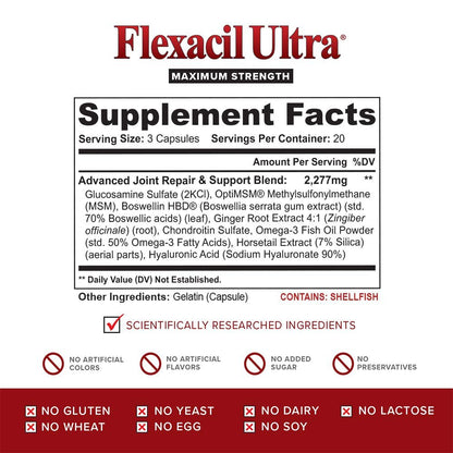 Flexacil Ultra Joint Health & Support Supplement with Glucosamine, Chondroitin - Maple Wellness Supplements