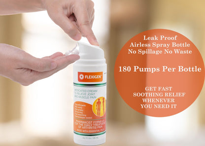 FLEXIGEN, Frankincense Pain Relief Cream Lotion– 3.2 oz Spray Pump – Natural Rub for Arthritis, Menthol Therapy Joint & Muscle Pain – Cooling Formula, Pleasant Scent – Topical OTC - Maple Wellness Supplements