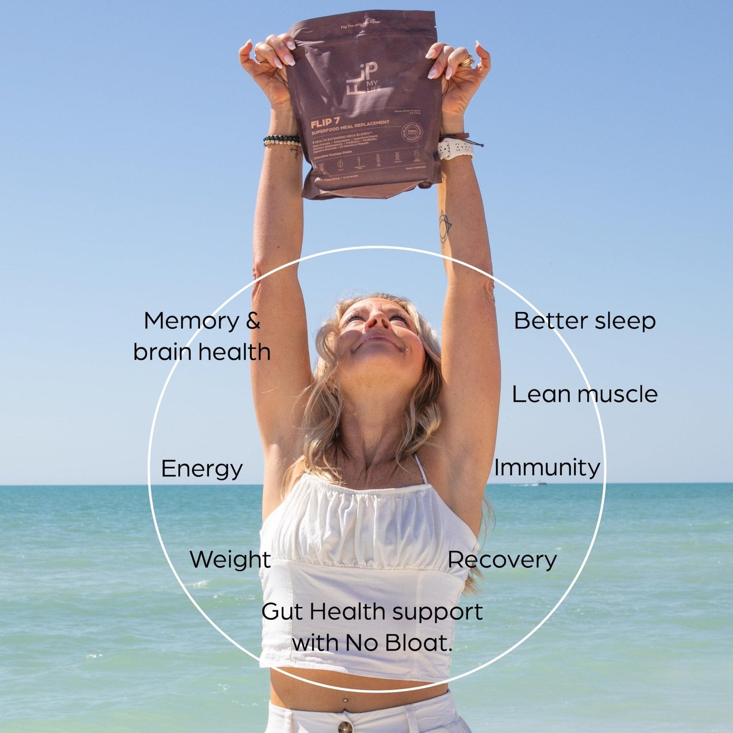Flip My Life, Flip 7 Natural SuperFood, Plant-Based Protein, Complete Meal Replacement to Support Healthy Gut, 7 Mega Nutrient Rich Blends - Maple Wellness Supplements