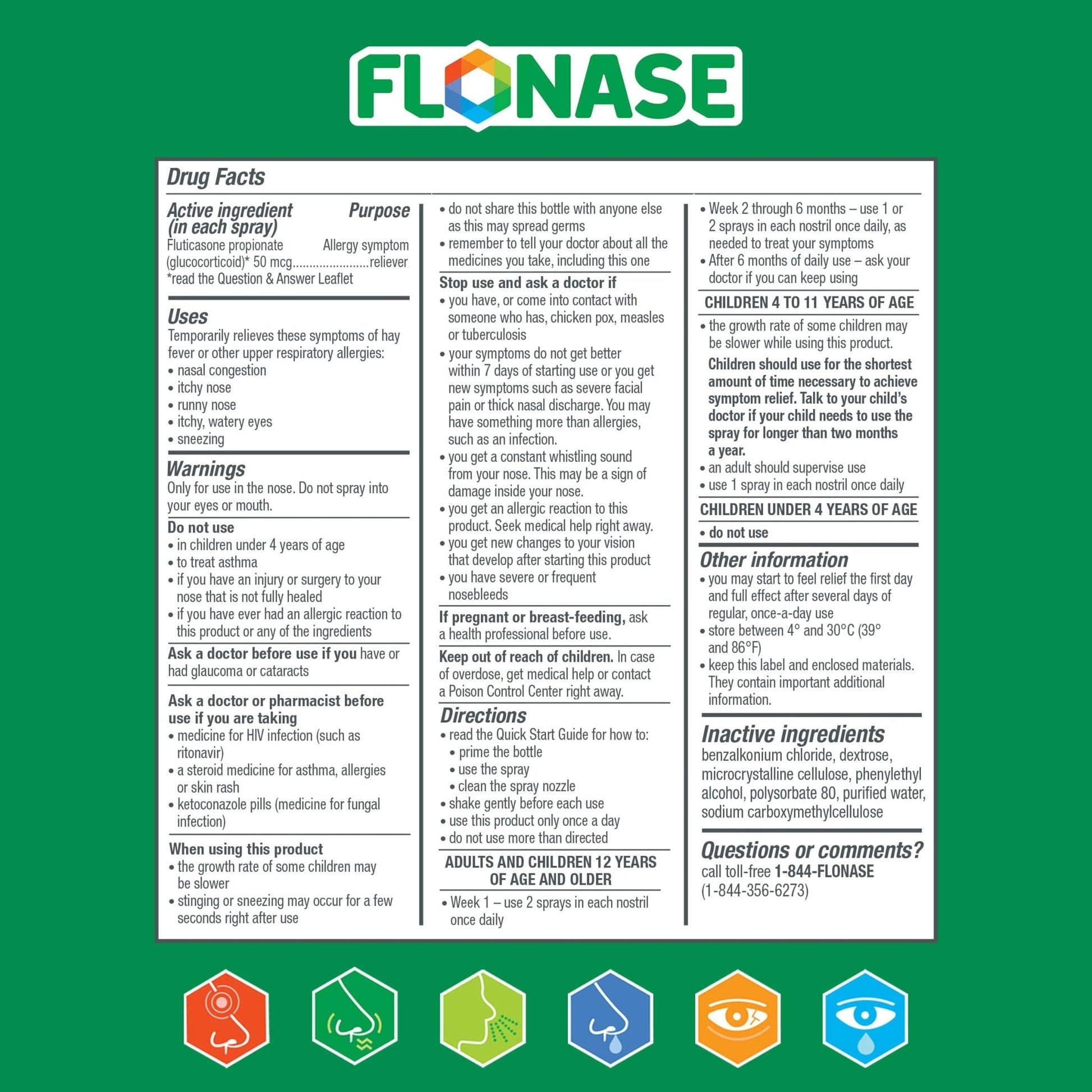 Flonase Allergy Relief Nasal Spray, 24 Hour Non Drowsy Allergy Medicine, Metered Nasal Spray - 72 Sprays - Fall and Seasonal Allergy Relief - Maple Wellness Supplements