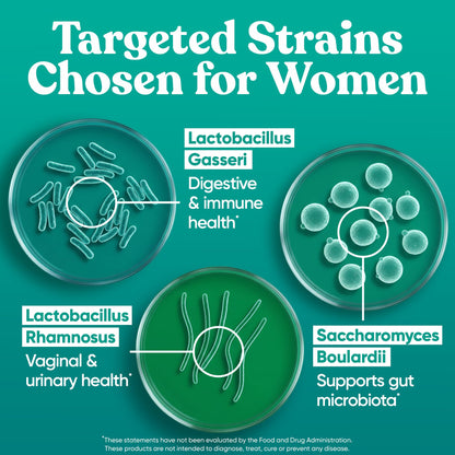 Flourish Probiotics + Prebiotics for Women - Gut and Digestion, Urinary Tract, Reduce Bloating, Vaginal Health - 18 Clinically Proven Strains, 14 Billion CFU - 30 Shelf-Stable Mini Vegan Capsules - Maple Wellness Supplements