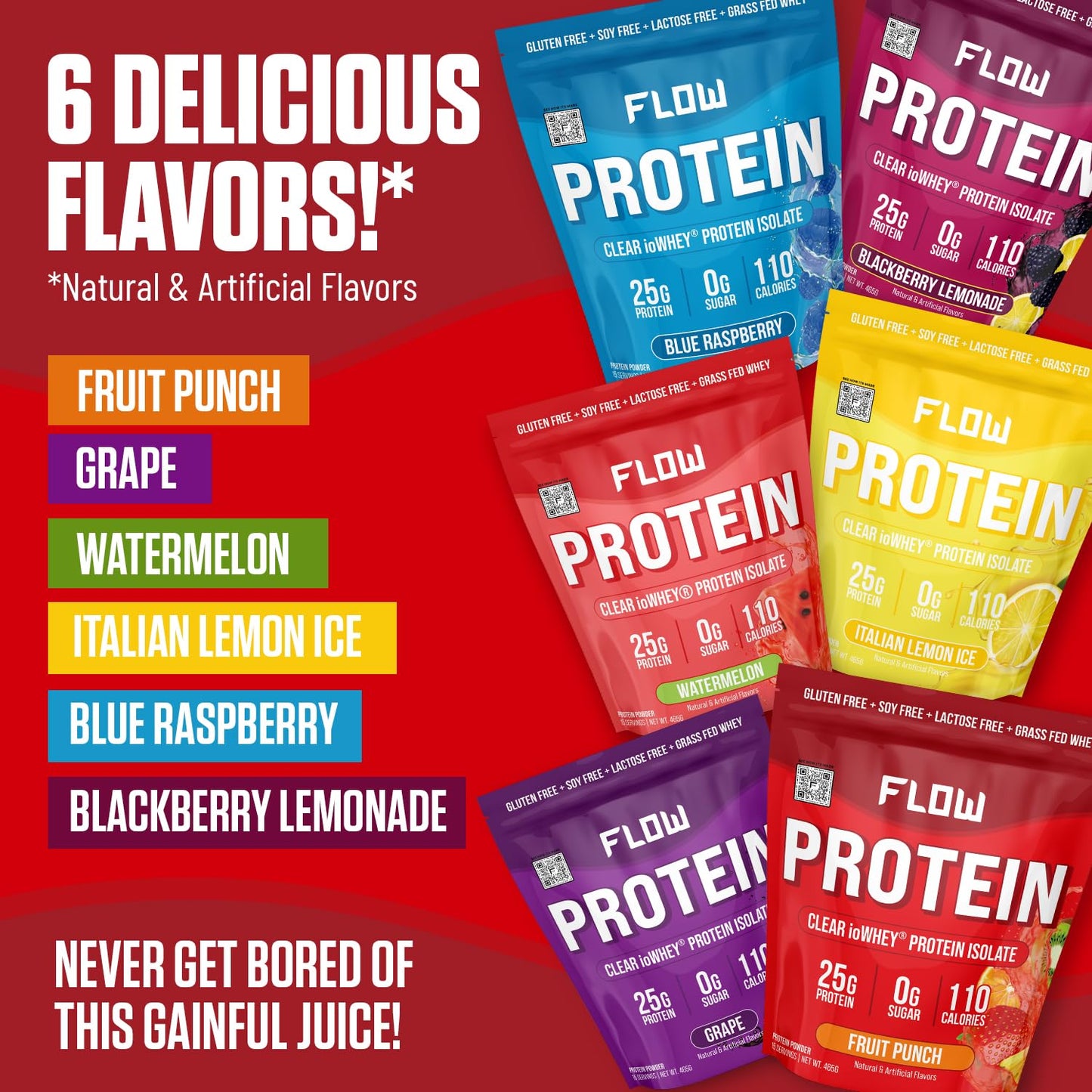 Flow Supps Clear Whey Isolate Protein Powder, Fruit Punch - 15 Servings, 25g Protein - Maple Wellness Supplements