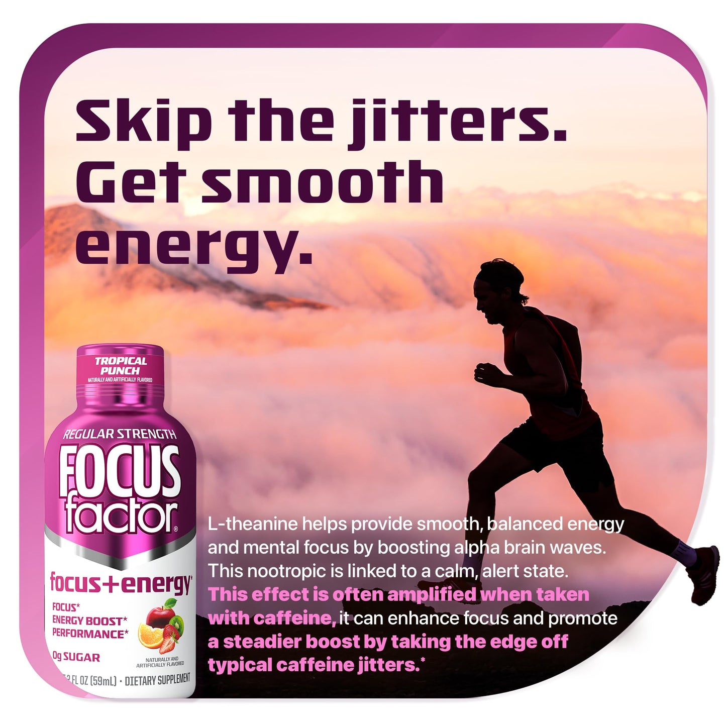Focus Factor Focus + Energy Shots - 12 x 2oz Bottles (Tropical Punch Flavor) - Powered by Nootropics with Caffeine, L-Theanine, Ginkgo, Bacopa, L-Tyrosine, Alpha GPC - Maple Wellness Supplements