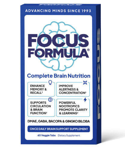 Focus Formula Nootropic Brain Supplement, Focus Capsules for Concentration, Supports Energy, Brain Booster with GABA, DMAE, and BACOPA, Memory Support Supplement, Cognitive Support, 60 Veggie Tablets - Maple Wellness Supplements