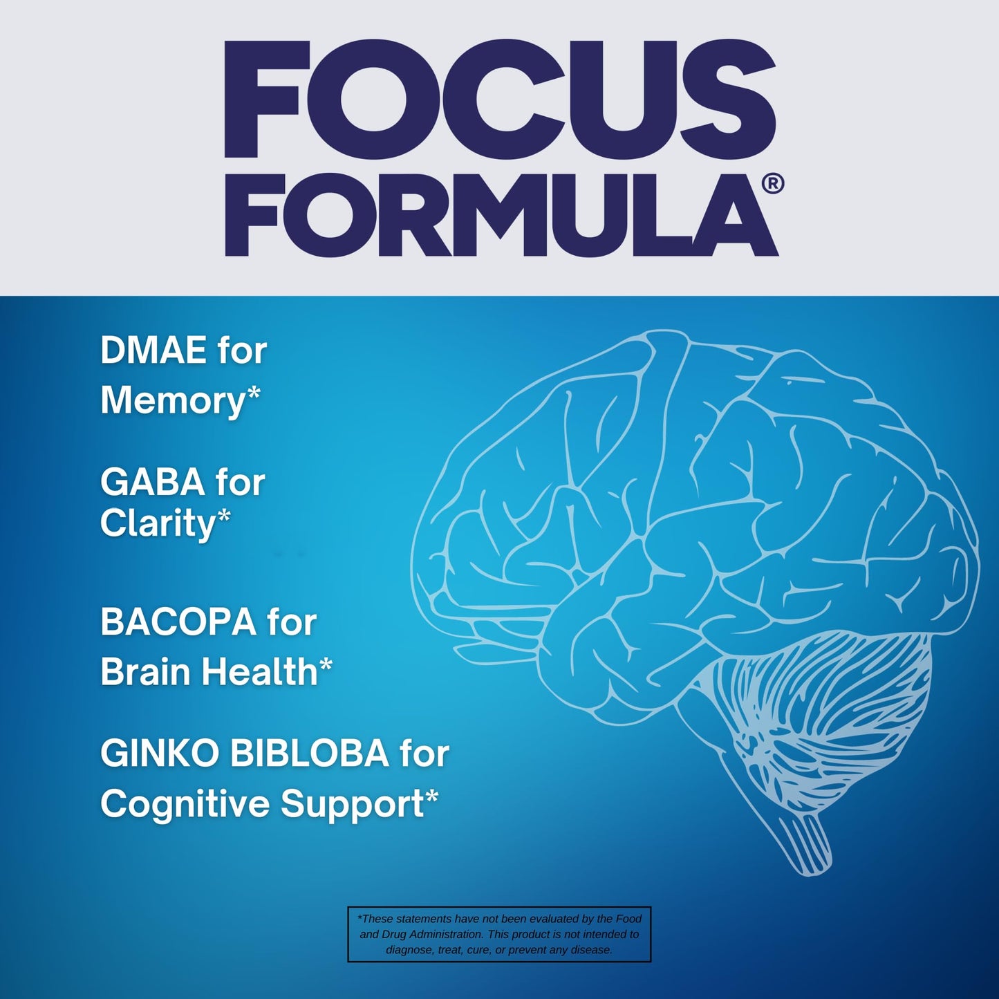 Focus Formula Nootropic Brain Supplement, Focus Capsules for Concentration, Supports Energy, Brain Booster with GABA, DMAE, and BACOPA, Memory Support Supplement, Cognitive Support, 60 Veggie Tablets - Maple Wellness Supplements