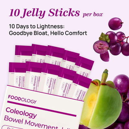 FOODOLOGY Coleology Bowel Movement Jelly (Grape & Prune) – Prebiotic Fiber Supplement for Gut Health & Daily Regularity, Chia Seeds, Korean Supplement – 10 Sticks - Maple Wellness Supplements