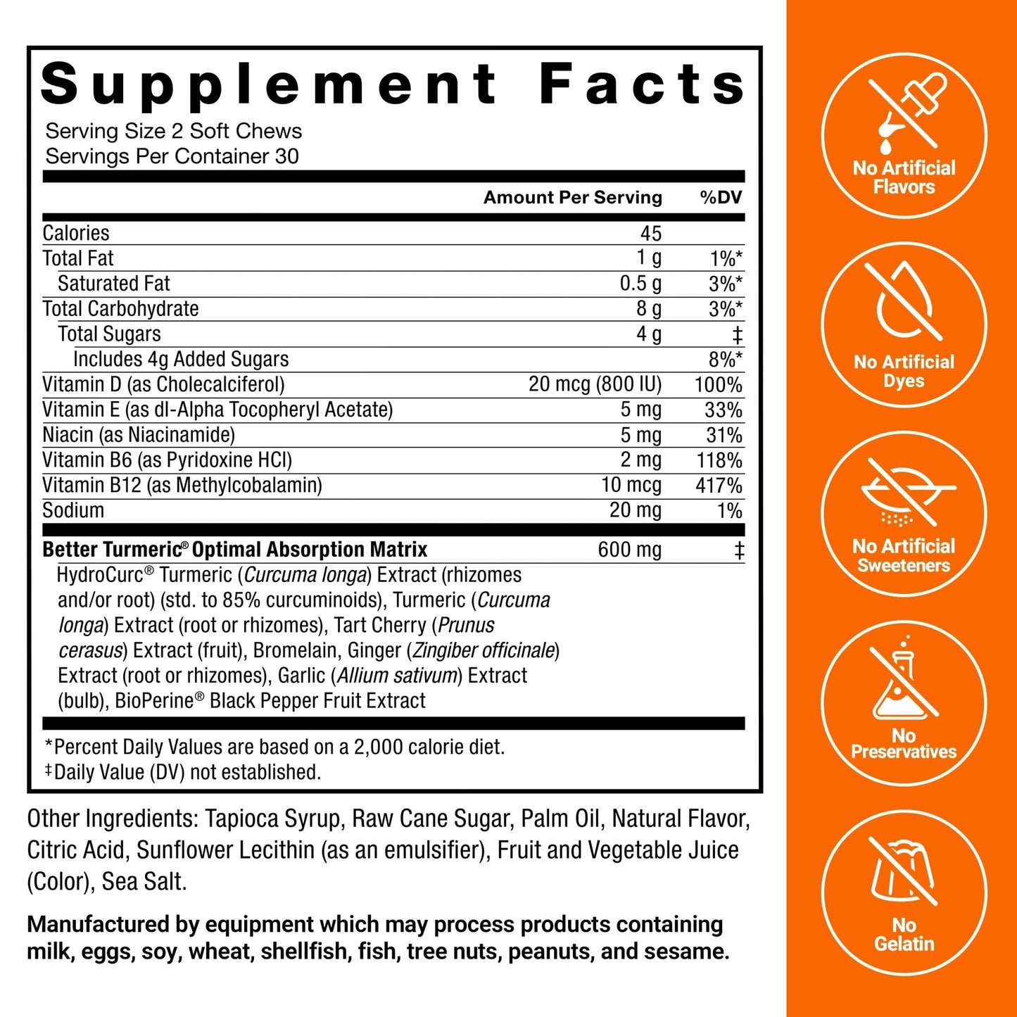 FORCE FACTOR Better Turmeric Supplement 400mg with Black Pepper & Ginger, Extra Strength Joint Support, Superior Absorption - Maple Wellness Supplements