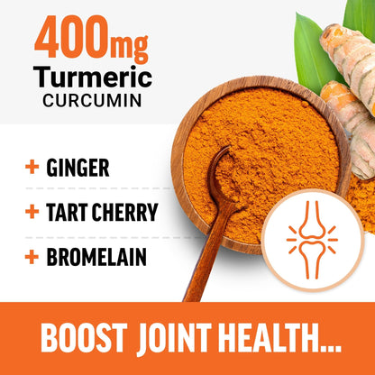 FORCE FACTOR Better Turmeric Supplement 400mg with Black Pepper & Ginger, Extra Strength Joint Support, Superior Absorption - Maple Wellness Supplements