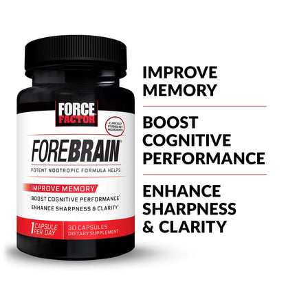 Force Factor Forebrain Nootropic Brain Supplement with Caffeine Bacopa and Huperzine A Capsules 3Pack, White, 90 Count - Maple Wellness Supplements
