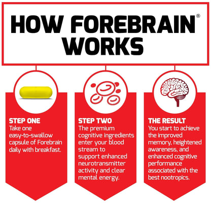 Force Factor Forebrain Nootropic Brain Supplement with Caffeine Bacopa and Huperzine A Capsules 3Pack, White, 90 Count - Maple Wellness Supplements