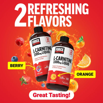 Force Factor L-Carnitine Liquid 3000mg, Maximum Strength Supplement to Support Fat Metabolism, Cellular Energy & Muscle Recovery, High Absorbing - Maple Wellness Supplements