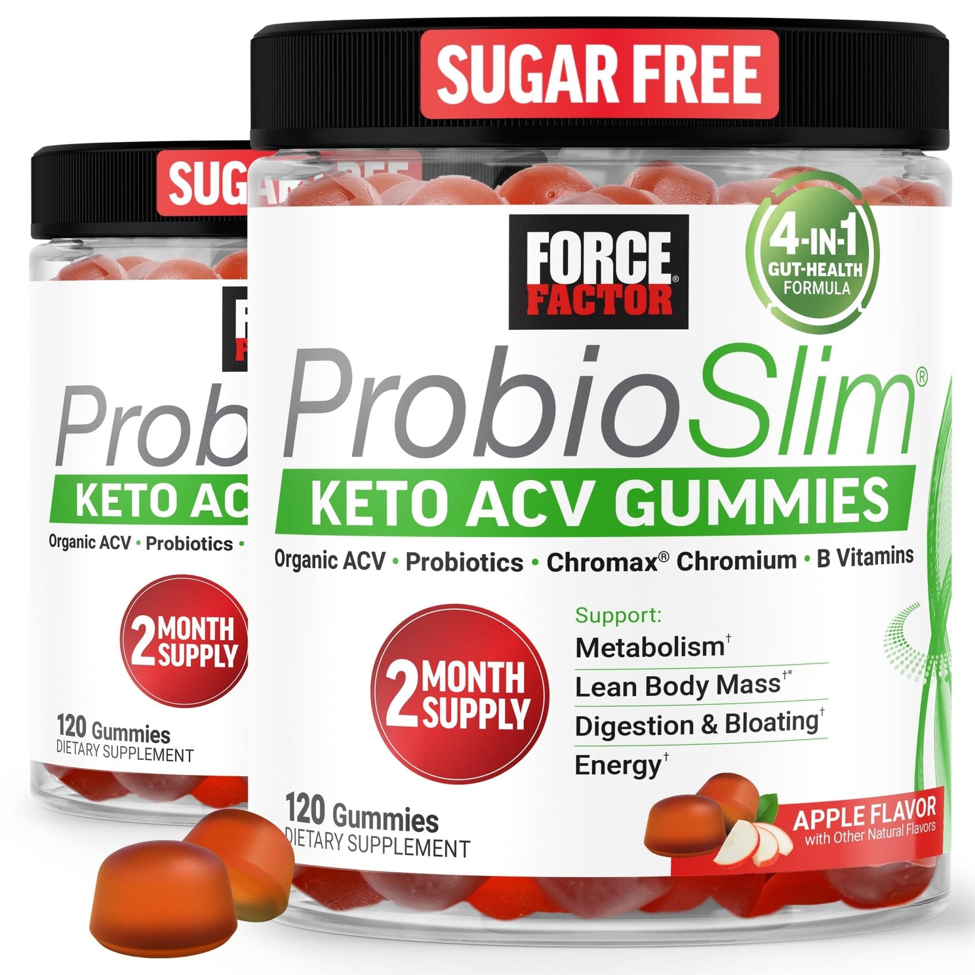 Force Factor ProbioSlim Apple Cider Vinegar Gummies, Keto ACV Gummies with LactoSpore Probiotics & Prebiotics to Support Digestion, Metabolism & Immune Health, - Maple Wellness Supplements