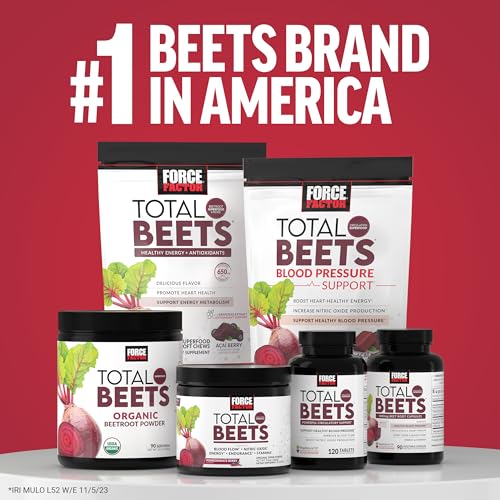 Force Factor Total Beets Blood Pressure Support Beet Root Capsules, 1800mg Organic Beet Root Powder Beet Supplement with Hawthorn Berry to Support Circulation - Maple Wellness Supplements