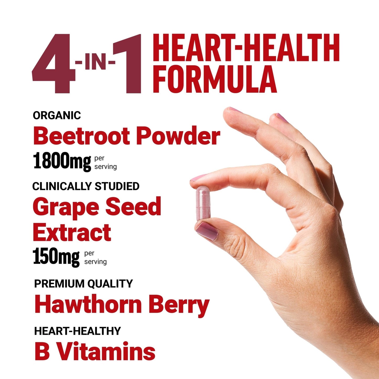 Force Factor Total Beets Blood Pressure Support Beet Root Capsules, 1800mg Organic Beet Root Powder Beet Supplement with Hawthorn Berry to Support Circulation - Maple Wellness Supplements