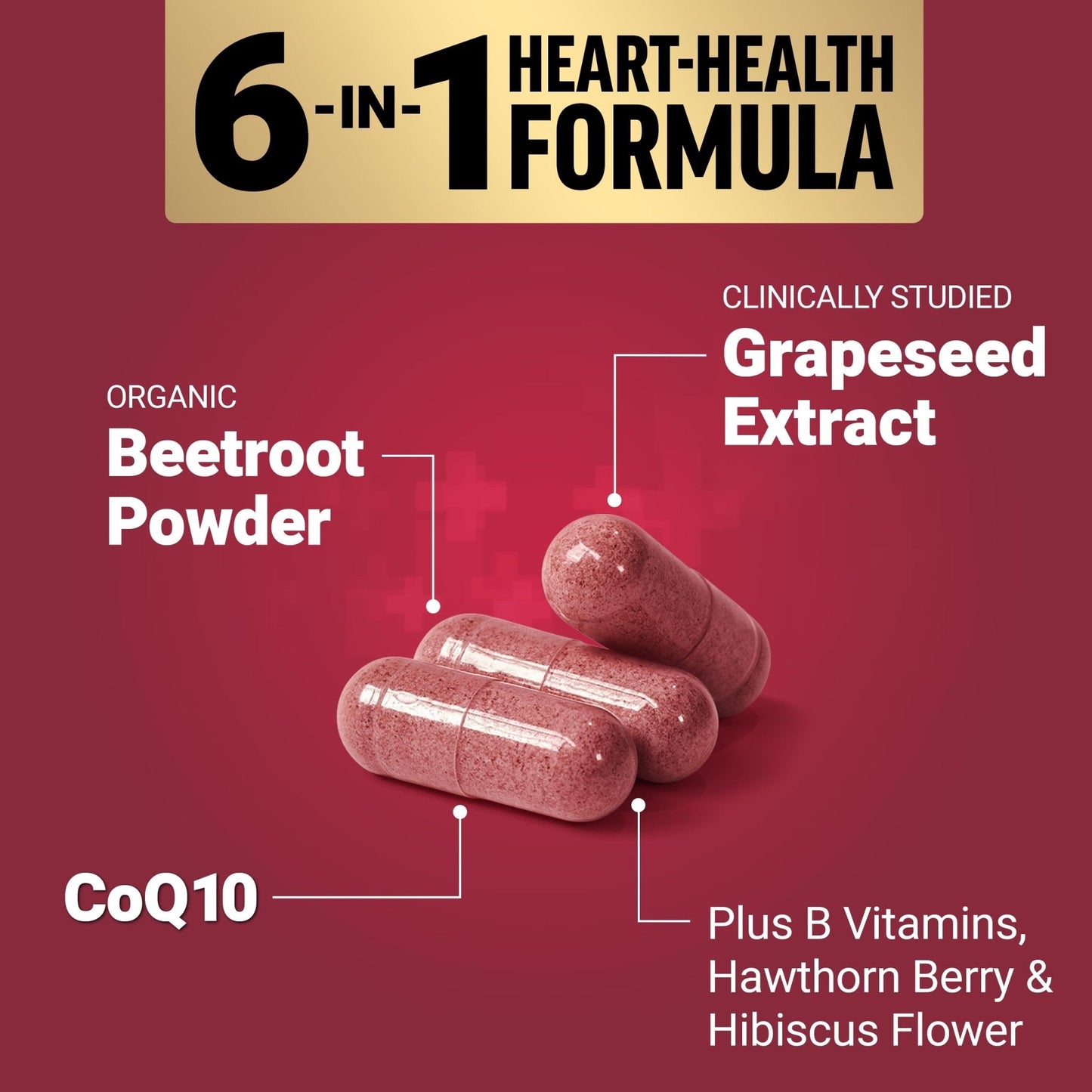 Force Factor Total Beets Ultimate Heart Health, Beet Root Capsules for Blood Pressure Support, CoQ10, Organic Beet Root Powder, Hawthorn Berry - Maple Wellness Supplements
