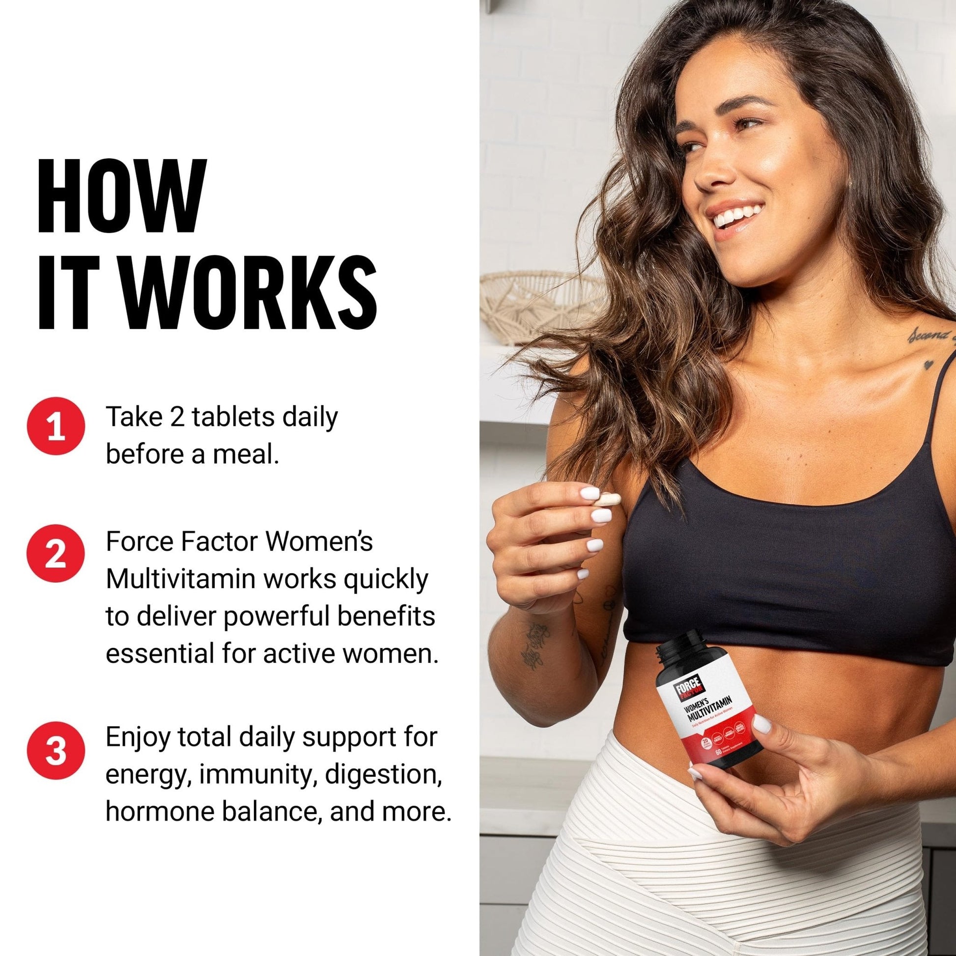 Force Factor Women’s Multivitamin, Multivitamin for Women to Support Hormone Balance, Energy, Immunity, and Gut Health, with 20 Vitamins & Minerals, Ashwagandha, Chasteberry, and More, 60 Tablets - Maple Wellness Supplements