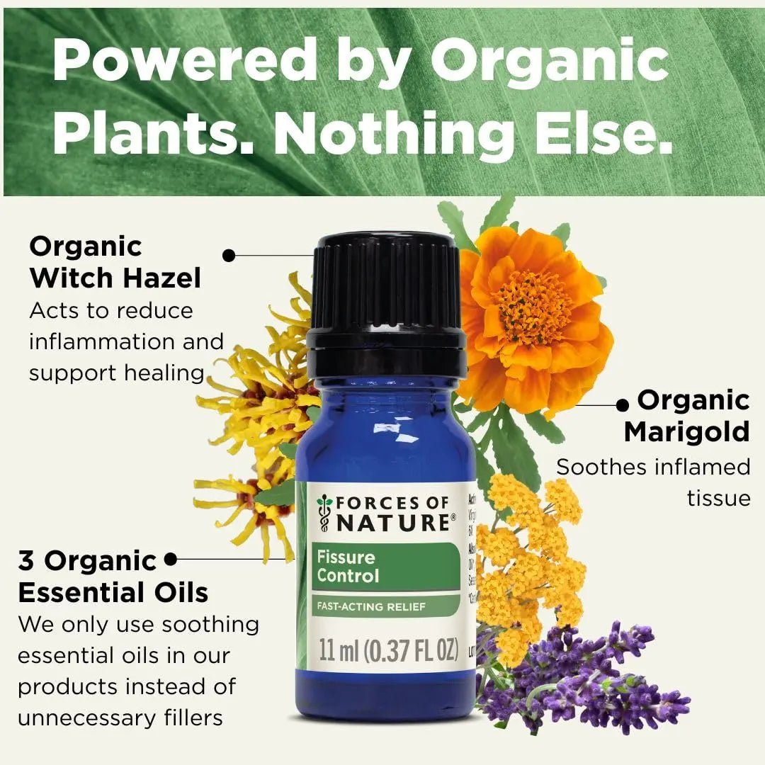 Forces of Nature Fissure Control, Organic Homeopathic Treatment with Witch Hazel for Anal Fissures, Hemorrhoid Related Irritation & Discomfort, Fast, Natural Topical Relief, 0.37 FL OZ - Maple Wellness Supplements