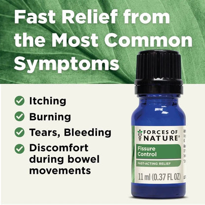Forces of Nature Fissure Control, Organic Homeopathic Treatment with Witch Hazel for Anal Fissures, Hemorrhoid Related Irritation & Discomfort, Fast, Natural Topical Relief, 0.37 FL OZ - Maple Wellness Supplements