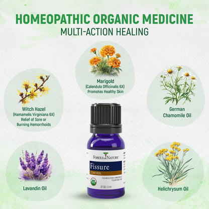Forces of Nature Fissure Control, Organic Homeopathic Treatment with Witch Hazel for Anal Fissures, Hemorrhoid Related Irritation & Discomfort, Fast, Natural Topical Relief, 1 Fl Oz - Maple Wellness Supplements