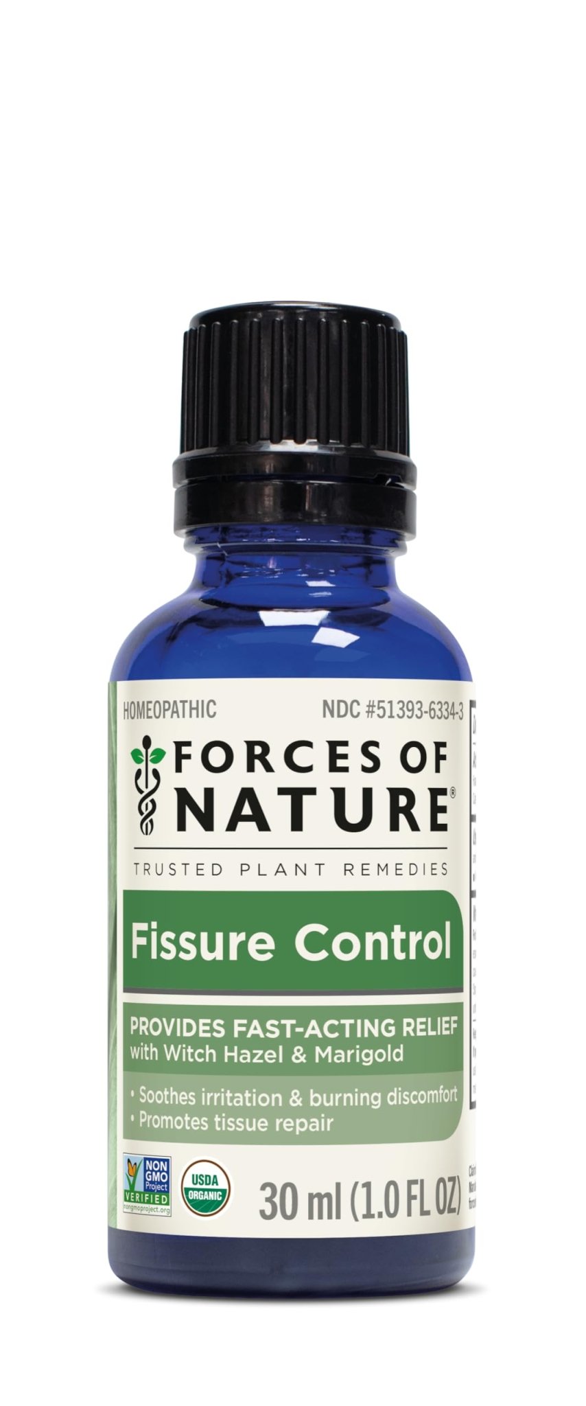 Forces of Nature Fissure Control, Organic Homeopathic Treatment with Witch Hazel for Anal Fissures, Hemorrhoid Related Irritation & Discomfort, Fast, Natural Topical Relief, 1 Fl Oz - Maple Wellness Supplements