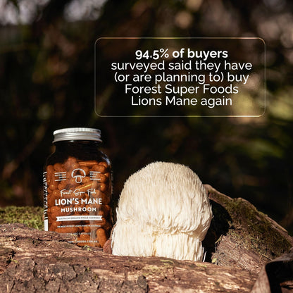 Forest Super Foods Lions Mane Supplement Capsules (120 Capsules) Organic Lions Mane Mushroom | Memory Lift Brain Supplement for Focus and Productivity. Lion Mane, Grown & Made in Australia - Maple Wellness Supplements