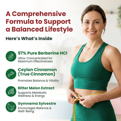 ForestLeaf Berberine Supplement - 1300mg per Serving - Ultra High Potency Berberine HCl with Ceylon Cinnamon, Bitter Melon & Gymnema - Maple Wellness Supplements