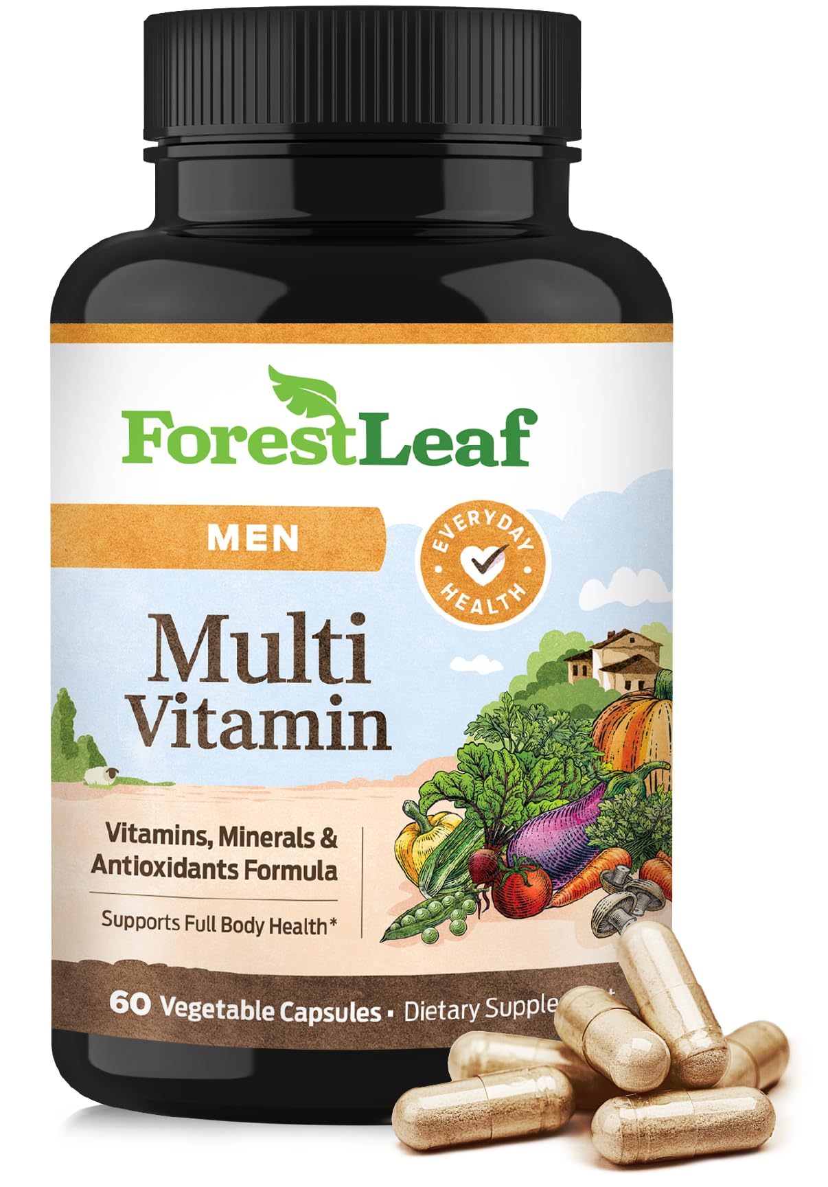 ForestLeaf Daily Vitamin Multivitamin for Men, Multi-Vitamin for Men - Mens Multivitamins & Multiminerals Supplement | All Essential Vitamins Needed for Health, Longevity & Energy | 60 Veg Caps - Maple Wellness Supplements