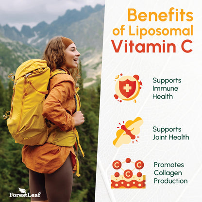 ForestLeaf Liposomal Vitamin C 1400mg Capsules | High Dose Vitamin C Liposomal Supplement w Coconut Oil Fatty Acids | Fast Absorption | Immune Support, - Maple Wellness Supplements