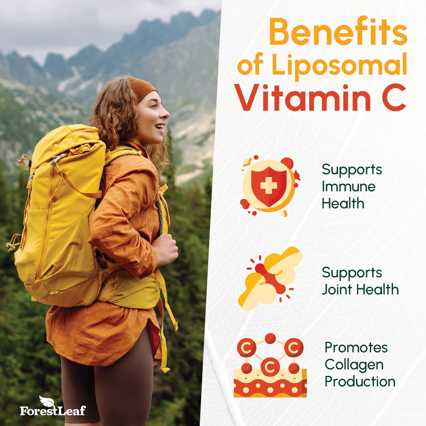 ForestLeaf Liposomal Vitamin C 1400mg Capsules | High Dose Vitamin C Liposomal Supplement w Coconut Oil Fatty Acids | Fast Absorption | Immune Support, Antioxidant, - Maple Wellness Supplements