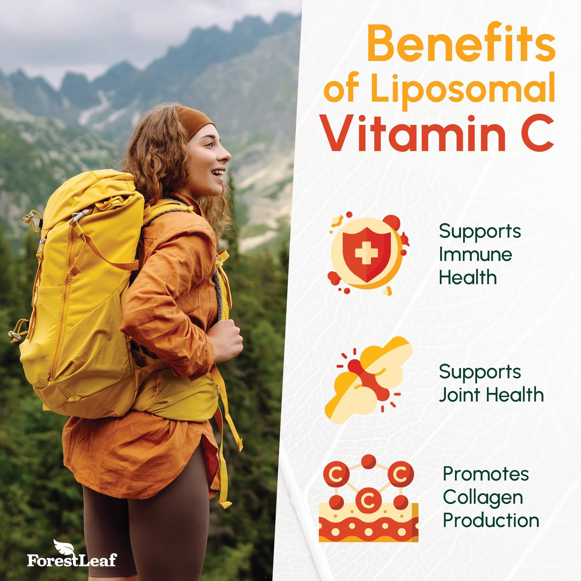 ForestLeaf Liposomal Vitamin C 1400mg Capsules | High Dose Vitamin C Liposomal Supplement w Coconut Oil Fatty Acids | Fast Absorption | Immune Support, Antioxidant, - Maple Wellness Supplements