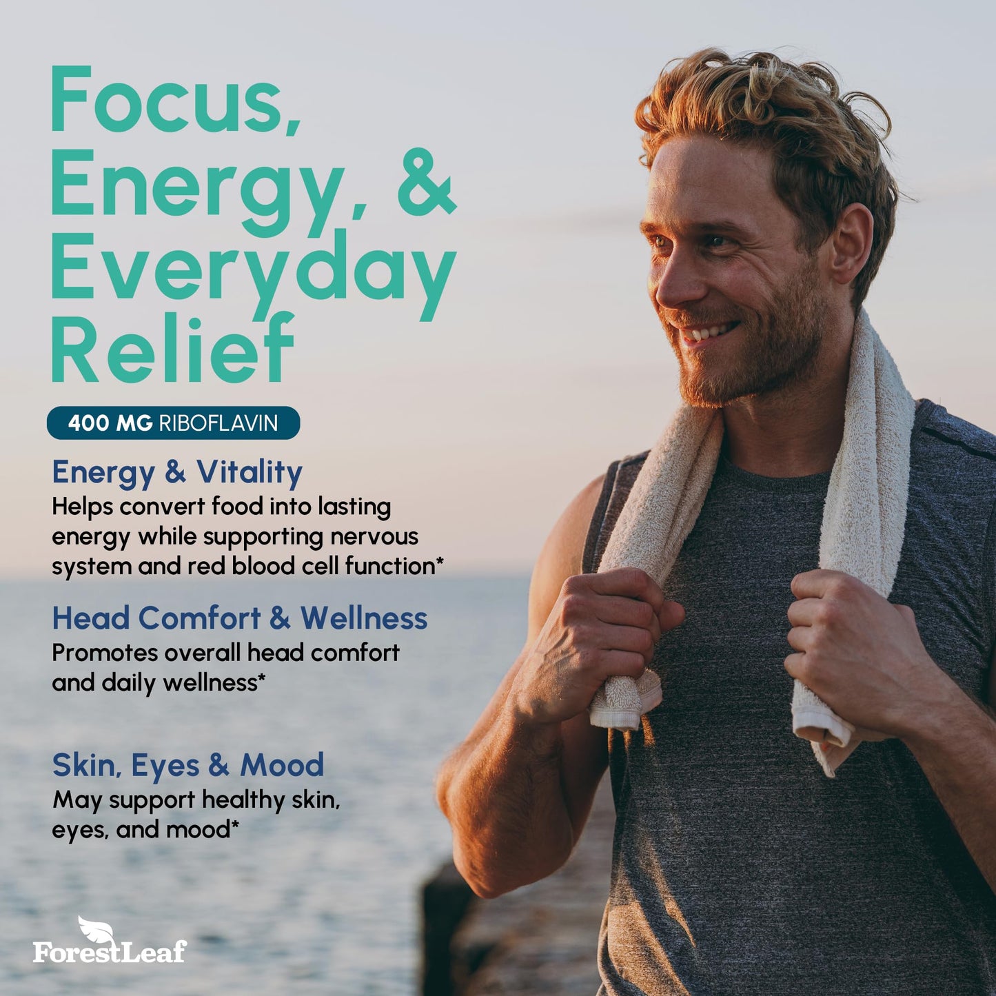 ForestLeaf Vitamin B2 Riboflavin 400mg - Energy, Skin & Cellular Health Supplement - Nervous System Support - Vitamin B 2 VIT B - Non-GMO & Gluten Free - Maple Wellness Supplements