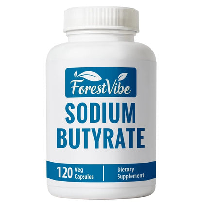 ForestVibe Sodium Butyrate Supplement 1200mg, Yielding 960mg Butyric Acid, 120 Vegan Capsules, 2 Month Supply, Non-GMO & Gluten Free Postbiotic Supplement - Maple Wellness Supplements