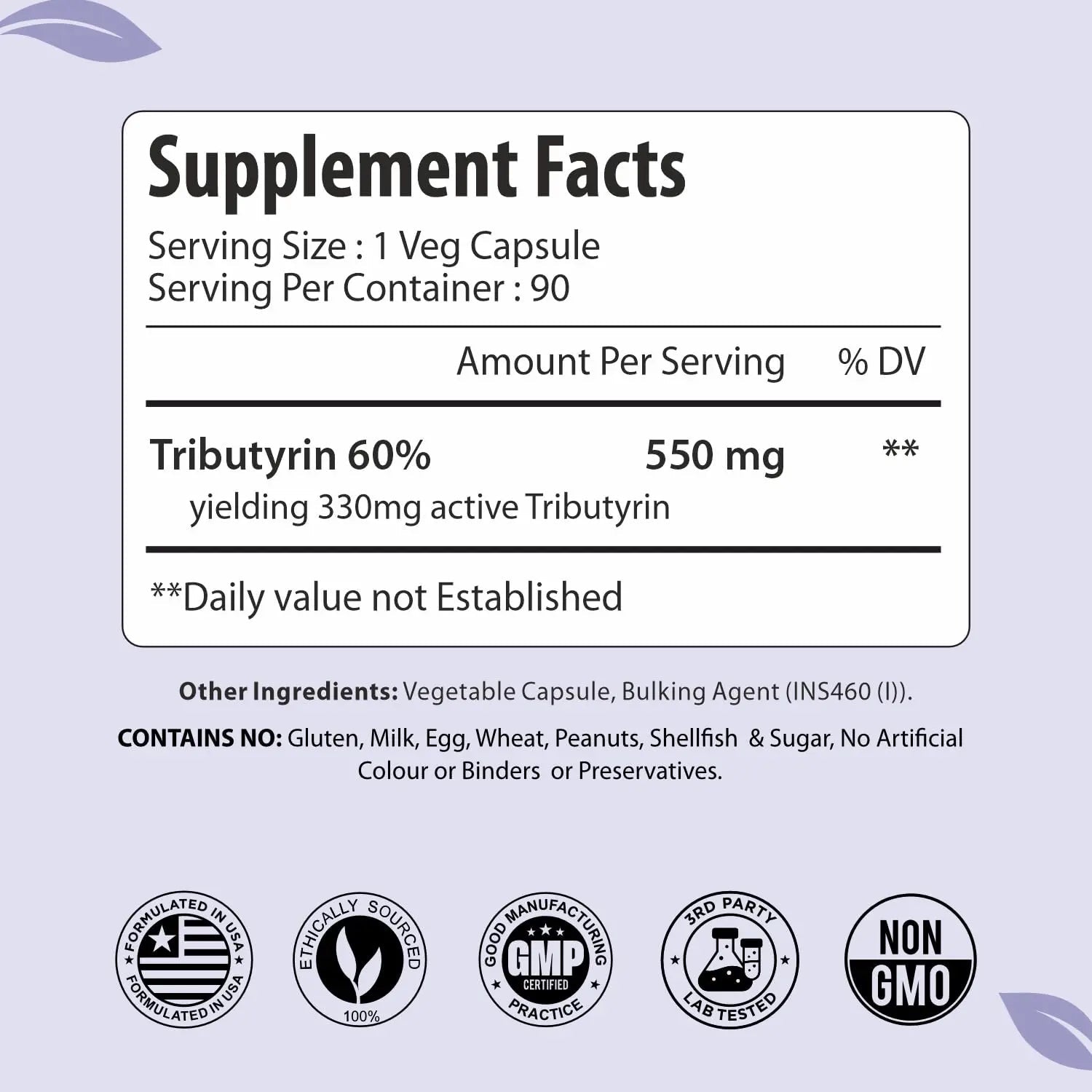 ForestVibe Tributyrin Supplement 550mg, Advanced Butyrate Form for Gut Health, 60% Standardized, More Effective Delivery Than Sodium Butyrate, 90 Capsules, Non-GMO & Gluten Free Postbiotic Supplement - Maple Wellness Supplements