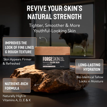 Forge Skin® Wrinkle Defense Beef Tallow Balm for Men [TALLOW-BASED] Moisturizer for Face Hydration - Hydrating Anti Aging Skin Cream - Maple Wellness Supplements