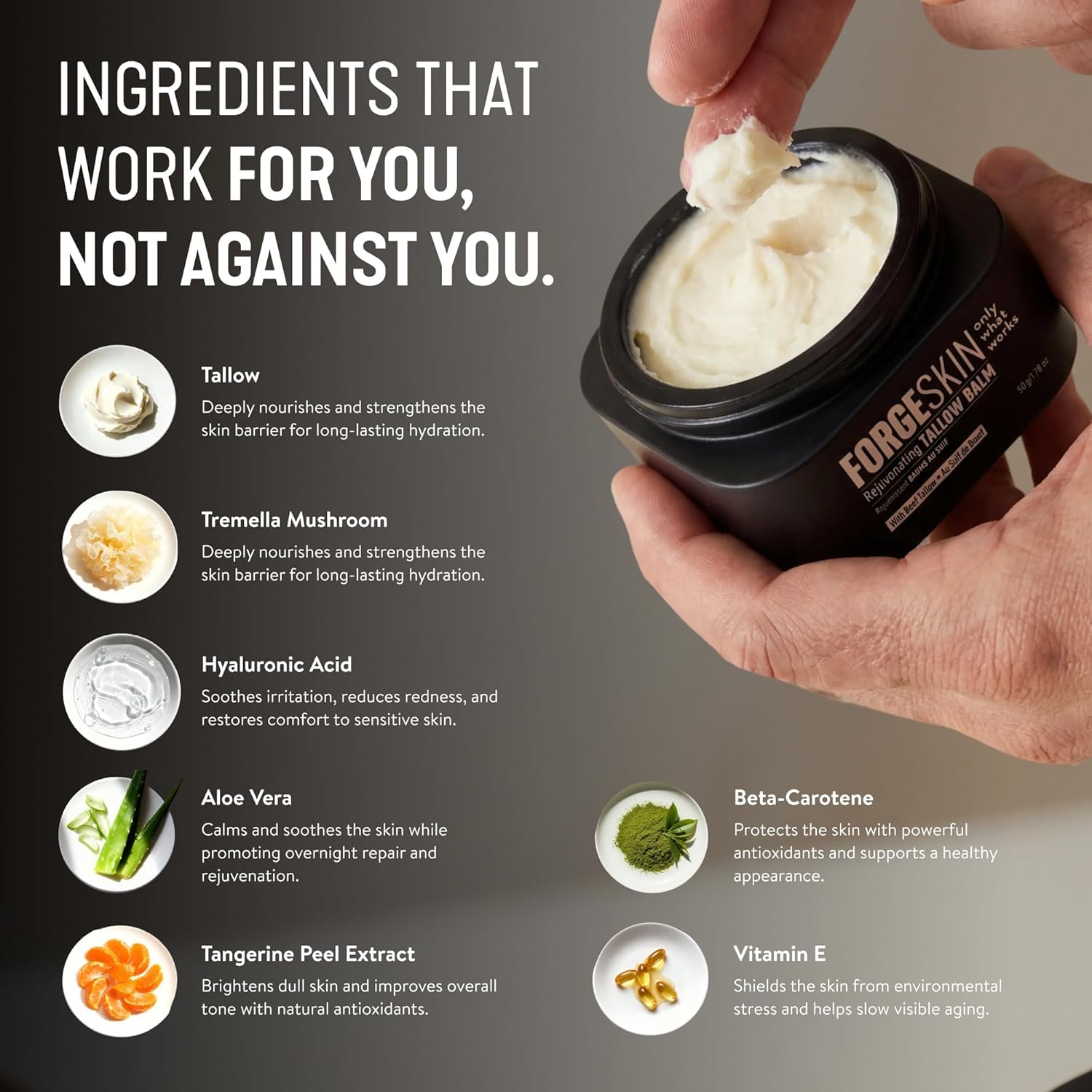 Forge Skin® Wrinkle Defense Beef Tallow Balm for Men [TALLOW-BASED] Moisturizer for Face Hydration - Hydrating Anti Aging Skin Cream - Maple Wellness Supplements