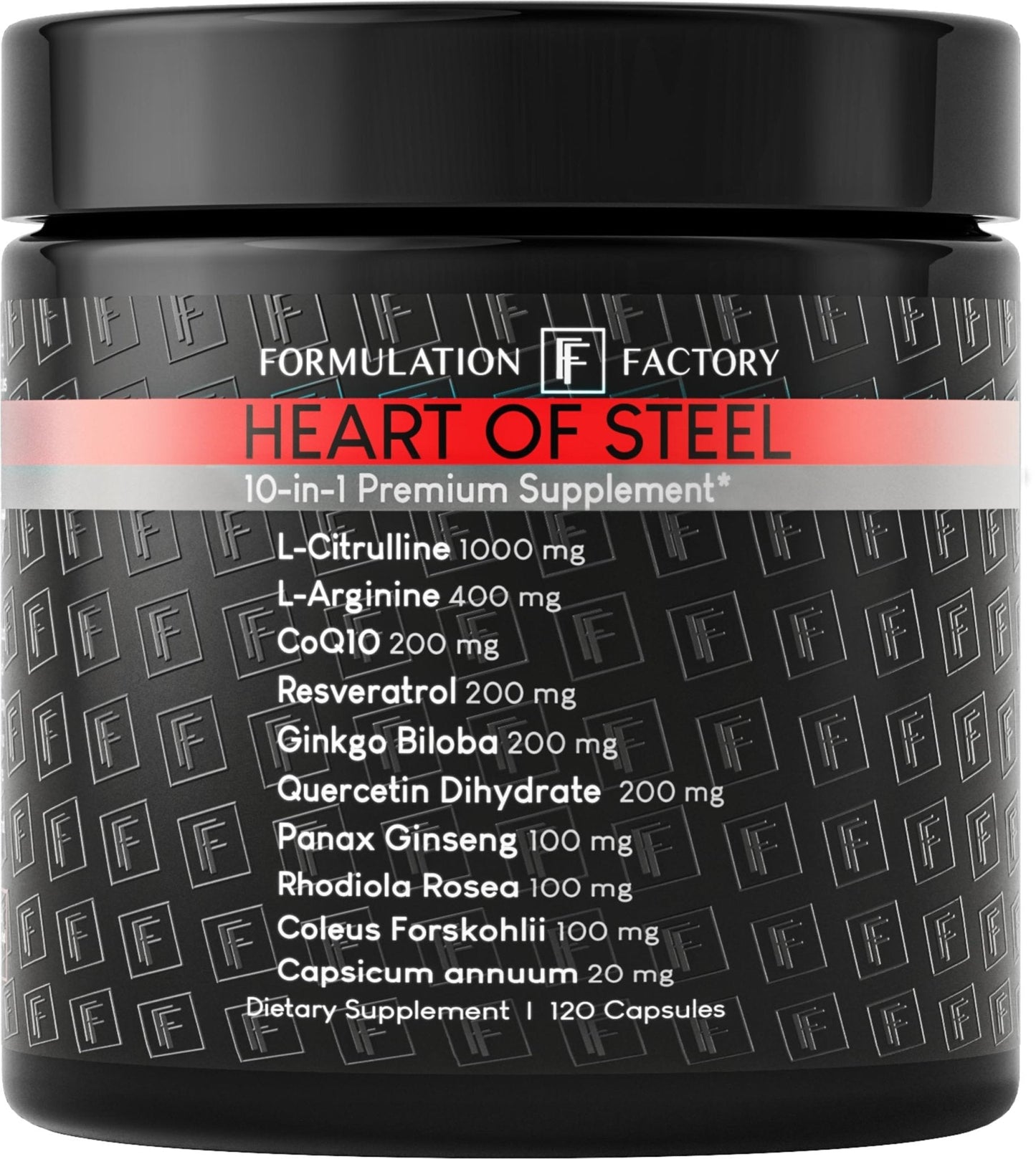 Formulation Factory Heart of Steel - L-Citrulline 1000mg with L-Arginine, CoQ10, Resveratrol, Ginkgo Biloba, Quercetin, Ginseng & Rhodiola - Maple Wellness Supplements