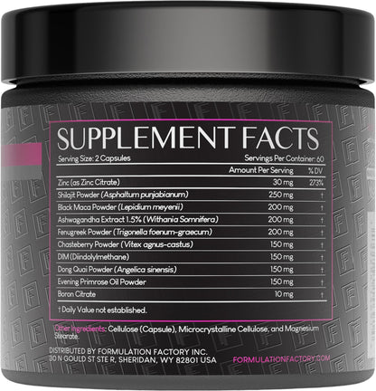 Formulation Factory She's Obsessed: 10-in-1 Hormone Balance Maximizer with Shilajit, Maca, Ashwagandha, DIM, Dong Quai, Zinc & More for Vitality & Balance – 120 Capsules 2 Months - Maple Wellness Supplements