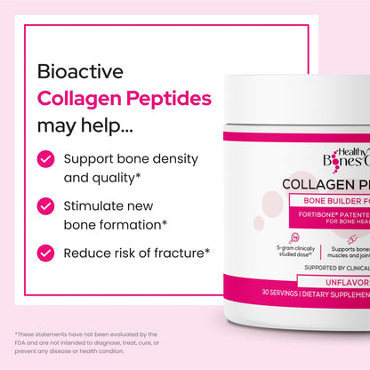 FORTIBONE Collagen Peptides Essential Bone Builder Hydrolyzed Collagen Powder for Women & Men, Clinically-Supported for Bone Strength & Density - Maple Wellness Supplements
