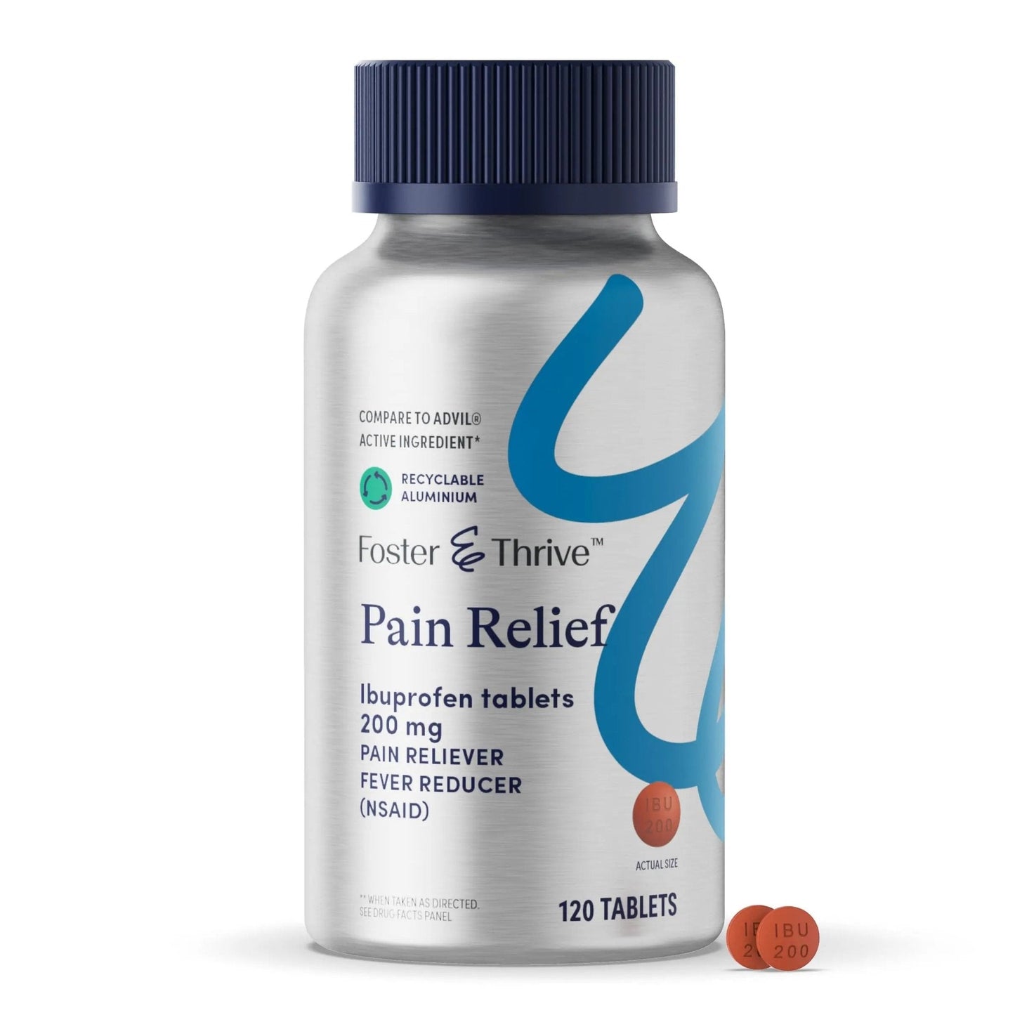 Foster & Thrive Ibuprofen 200mg Tablets for Joint, Knee, Arthritis, and Back Pain Relief, Fever Reducer, Alleviates Body Aches and Headaches, NSAID, 120 Coated Tablets - Maple Wellness Supplements