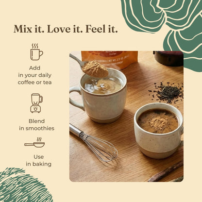 Four Sigmatic Gut Health Mushroom Blend | Organic Mushroom Powder Complex with Turkey Tail, Lion’s Mane, Cordyceps, Chaga, Probiotics and More - Maple Wellness Supplements