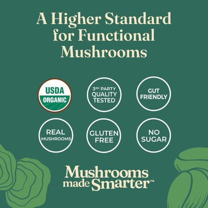 Four Sigmatic Gut Health Mushroom Blend | Organic Mushroom Powder Complex with Turkey Tail, Lion’s Mane, Cordyceps, Chaga, Probiotics and More - Maple Wellness Supplements