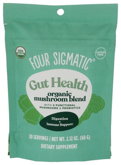 Four Sigmatic Gut Health Mushroom Blend | Organic Mushroom Powder Complex with Turkey Tail, Lion’s Mane, Cordyceps, Chaga, Probiotics and More - Maple Wellness Supplements